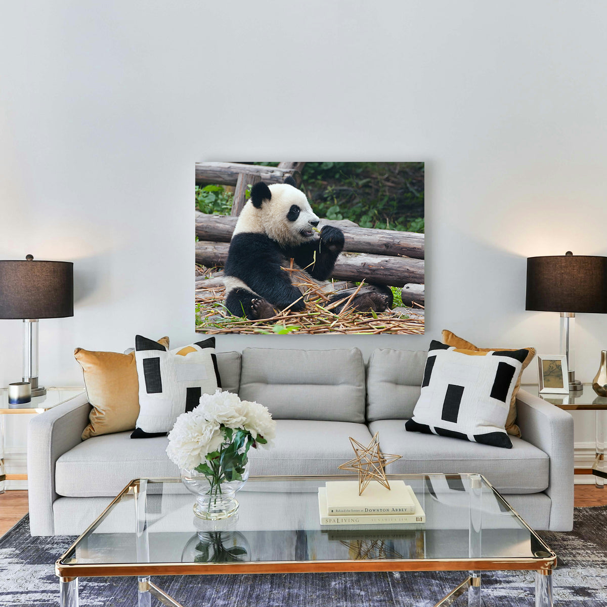 Adorable Panda Bear Eating Bamboo Wall Art for Home Decor