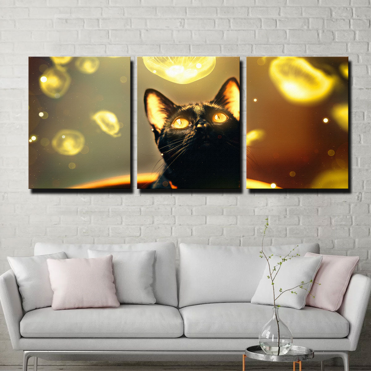 Stunning Black Cat With Jellyfish Wall Art by Manuel Luces