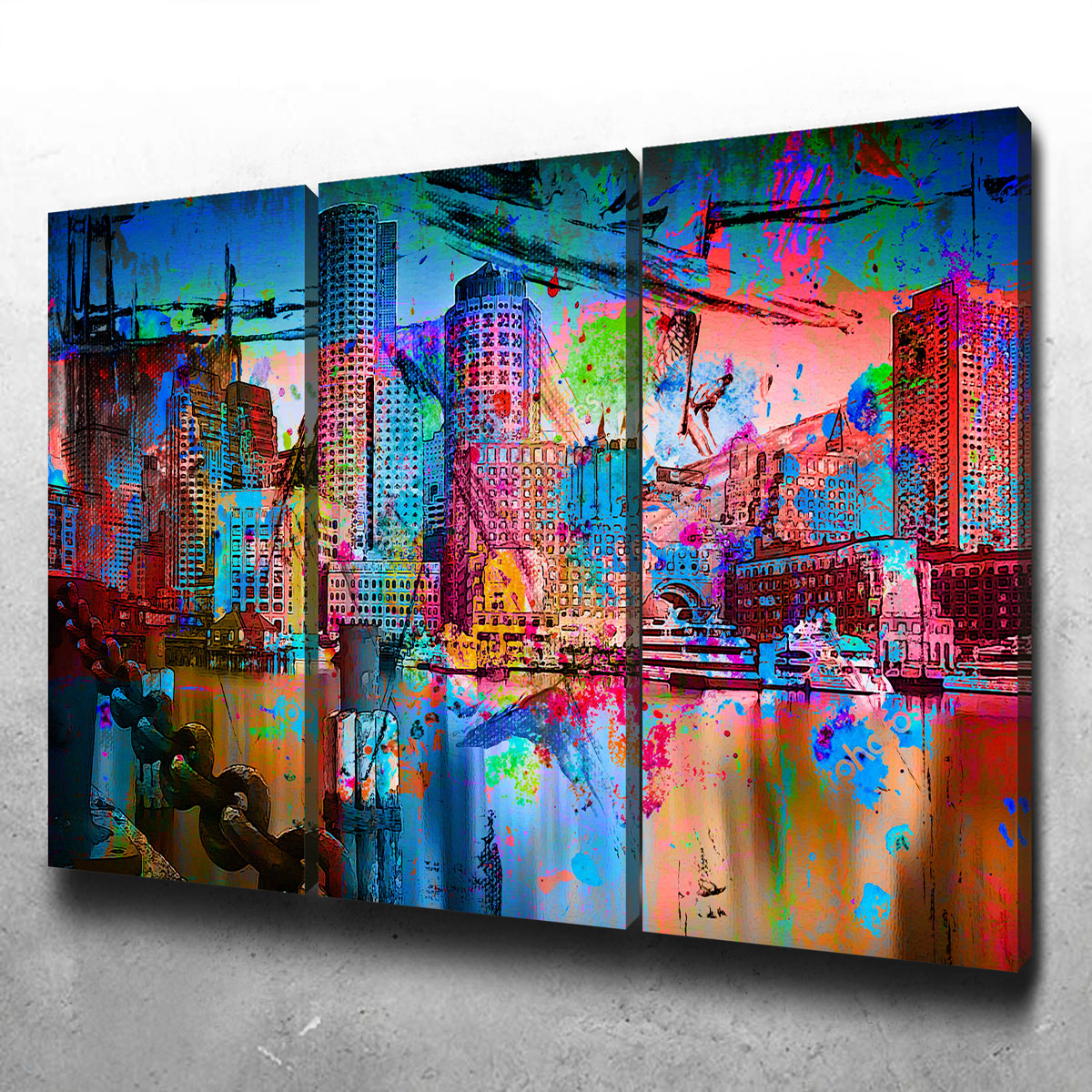 Stunning Abstract Boston Skyline Wall Art for Modern Interiors