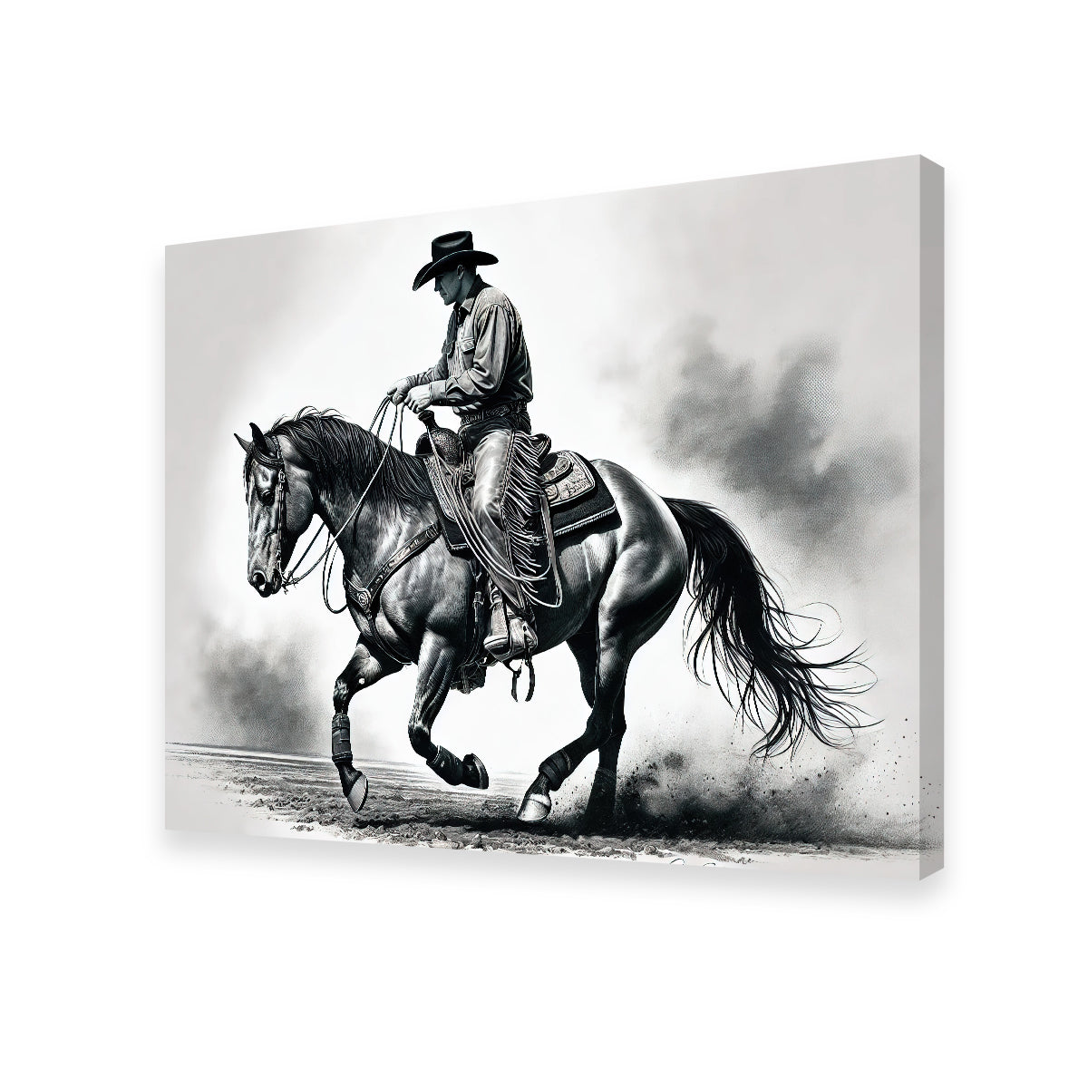 Stunning Grayscale Horse and Cowboy Wall Art for Rustic Decor