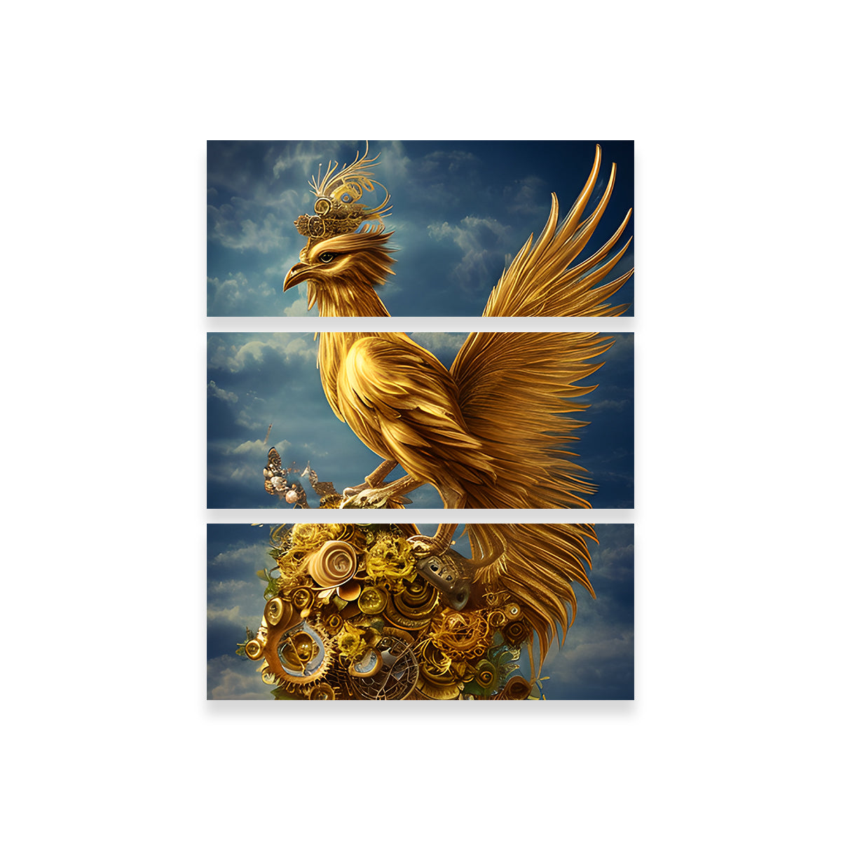 Exquisite Golden Phoenix Bird Wall Art by Dina Rolle