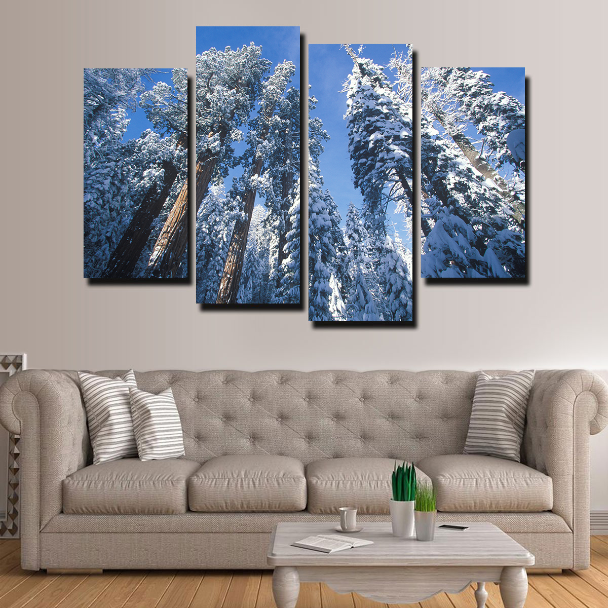 Breathtaking Redwoods Covered in Snow Wall Art for Your Home