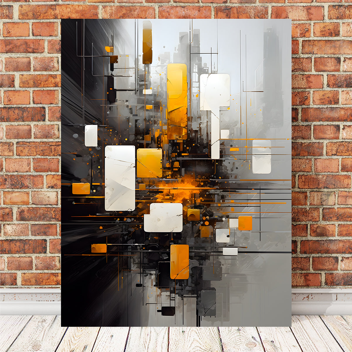Abstract Black and Gold Shapes Wall Art for Stunning Home Decor - 14-Inch