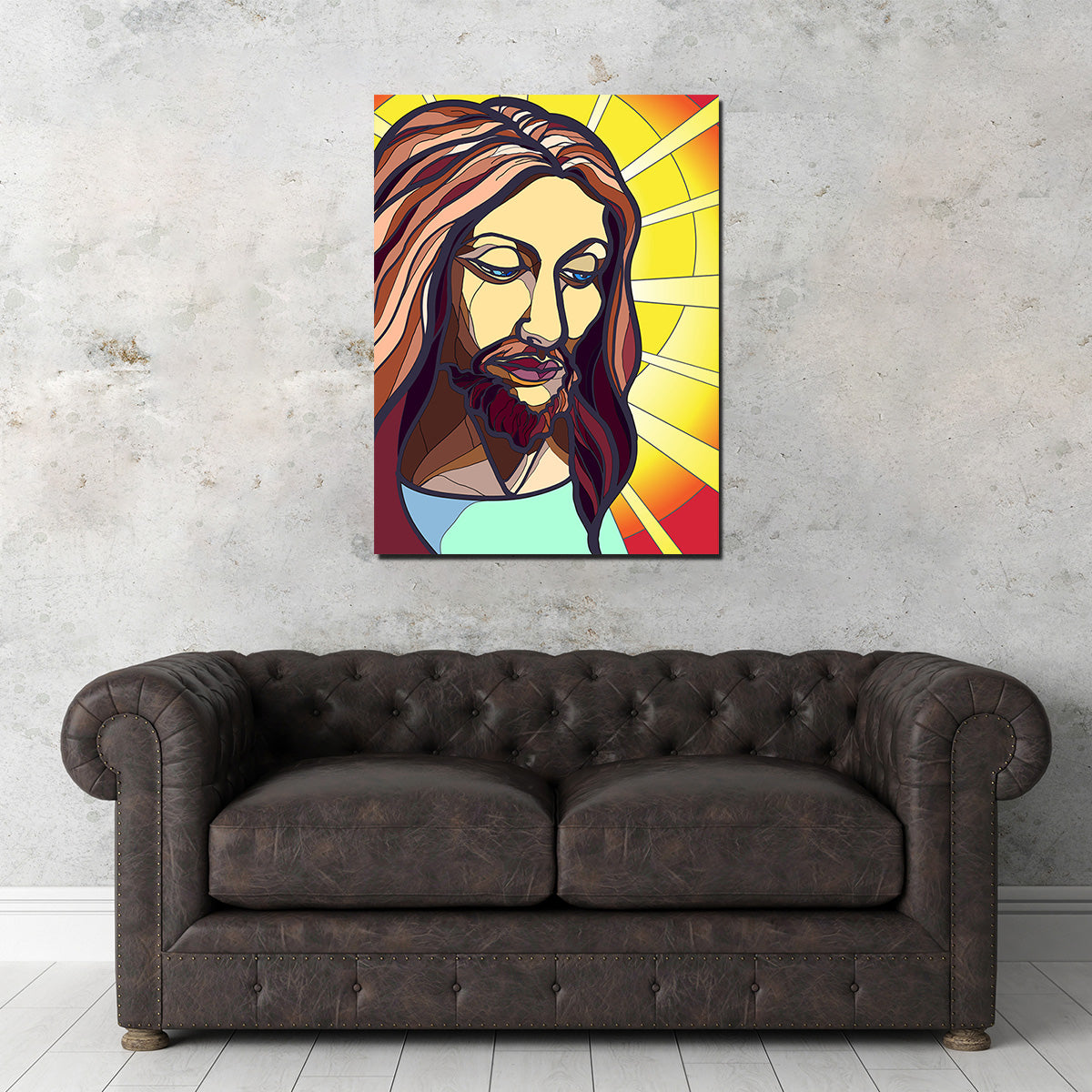 Exquisite Jesus in Stained Glass Wall Art for Home Decor