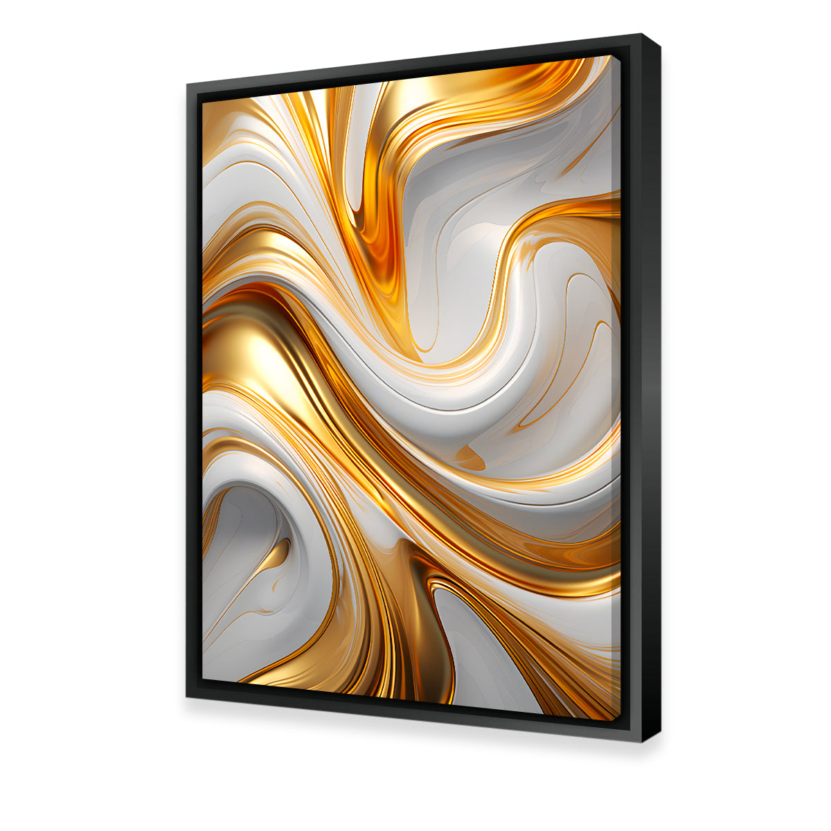 Abstract White Gold Waves Wall Art - Stunning 4 - Piece Collection