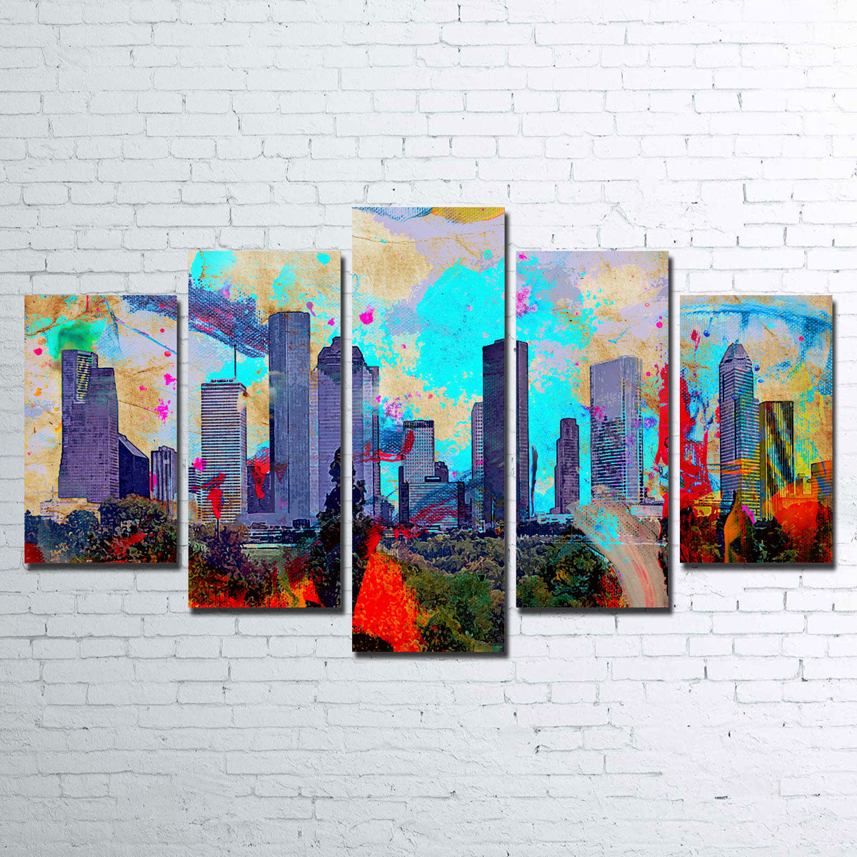 Stunning Abstract Houston Skyline Wall Art for Striking Home Decor