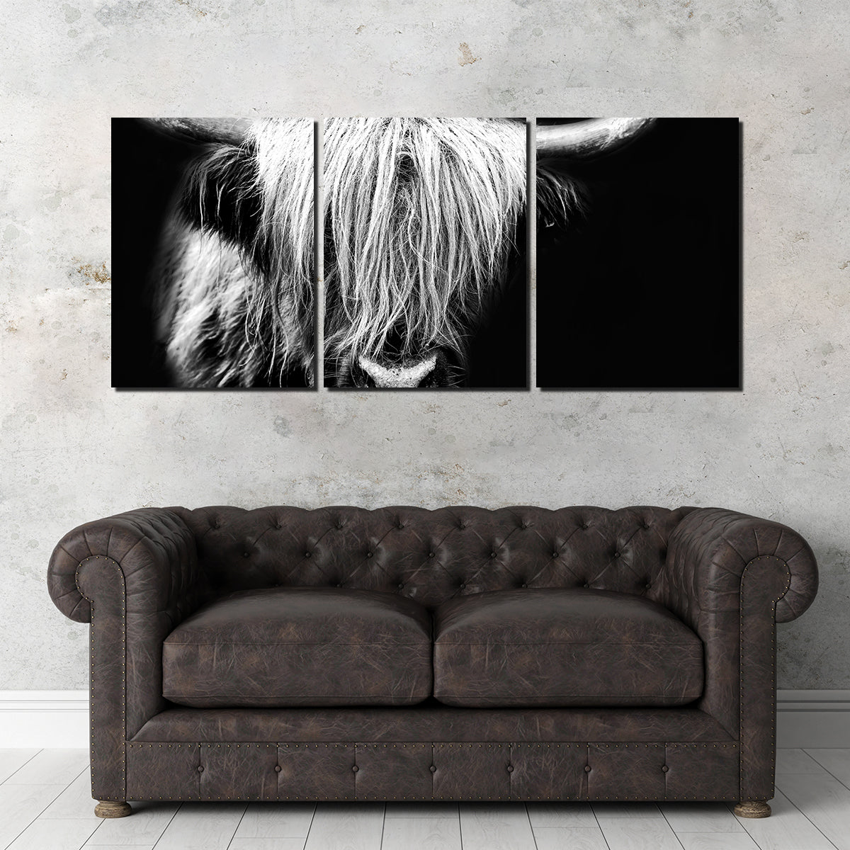 Stunning Grayscale Highland Cow Wall Art for Your Home Decor