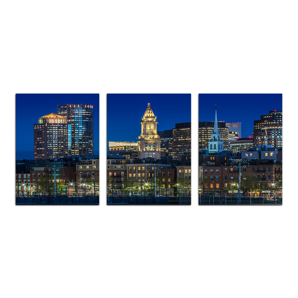 Stunning Boston Evening Skyline of North End & Financial District Wall Art for Your Home Decor