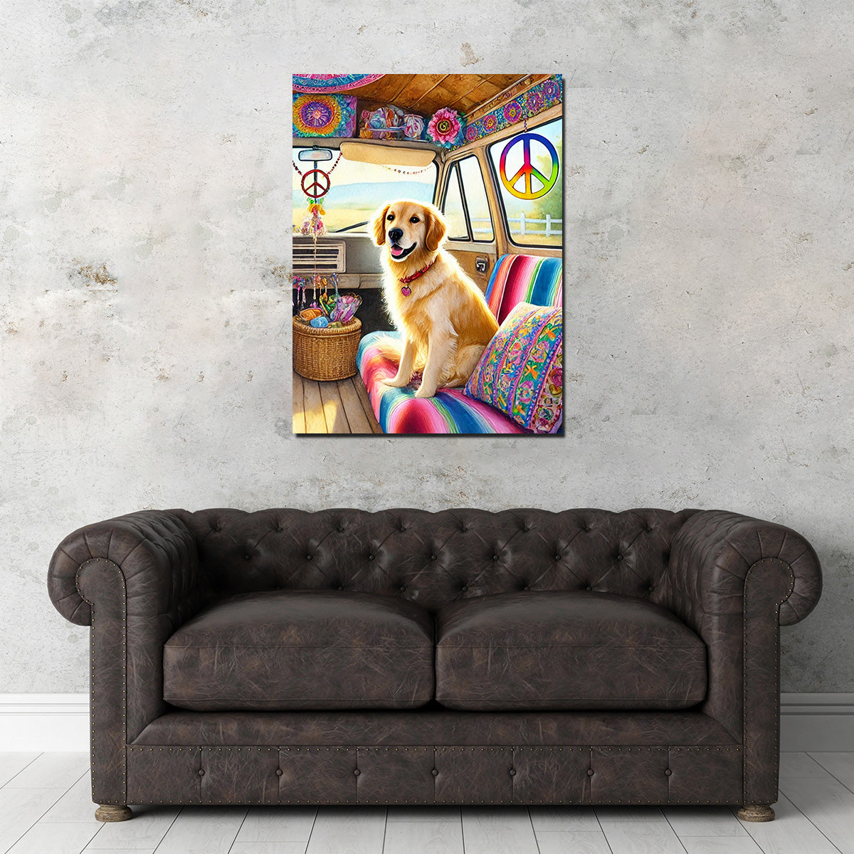 Chic Hippie Dog Wall Art for Trendy Home Decor