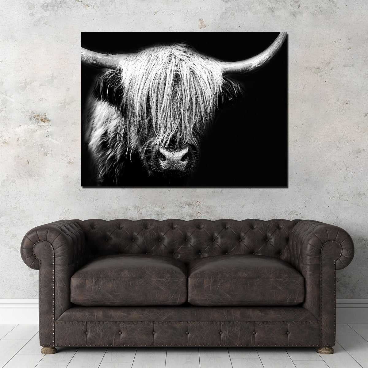 Stunning Grayscale Highland Cow Wall Art for Your Home Decor