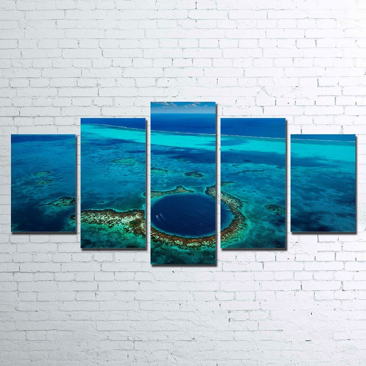 Stunning Great Blue Hole 5 Piece Wall Art Set for Home Decor