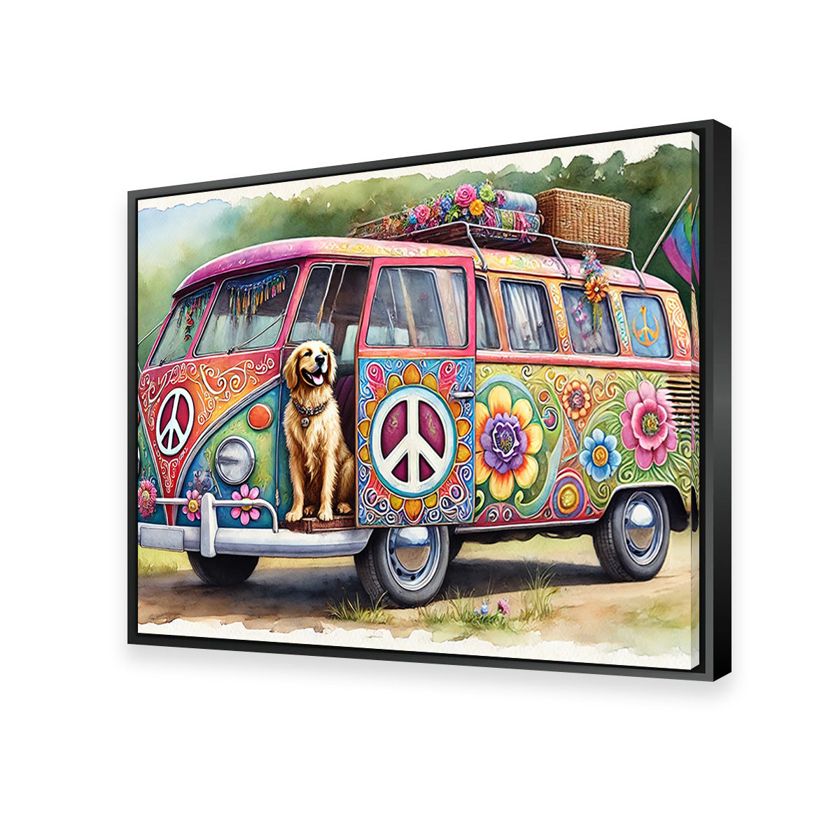 Charming Hippie Van with a Dog Wall Art for a Unique Home Decor