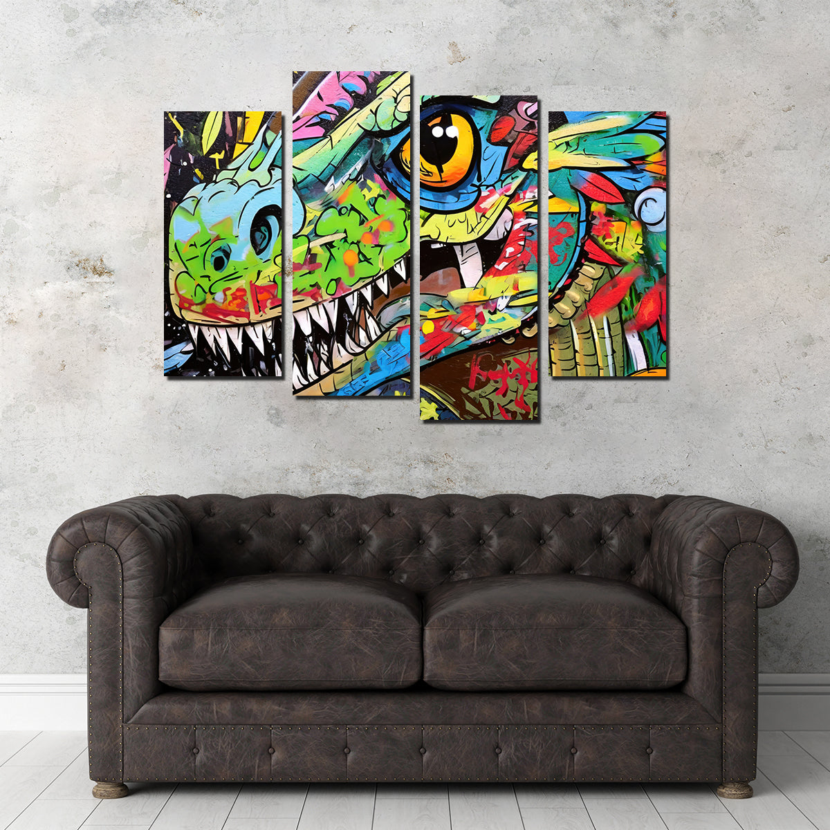 Stunning Dinosaur Graffiti Wall Art by Stephen Chambers