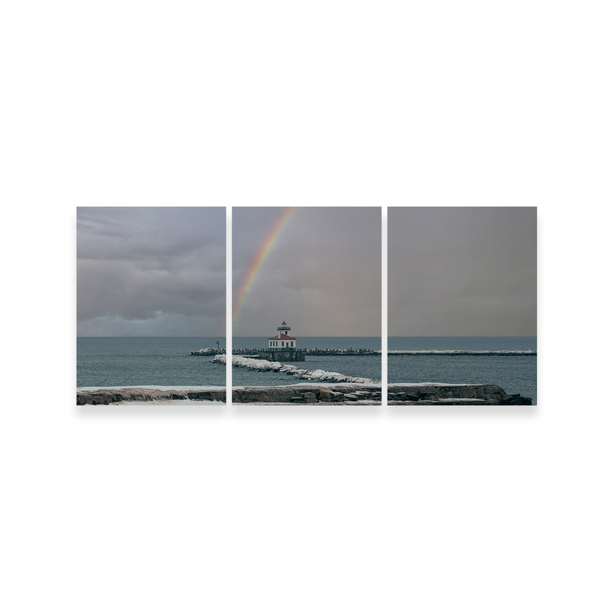 Stunning Lighthouse and Rainbow Wall Art by Dennis Maida