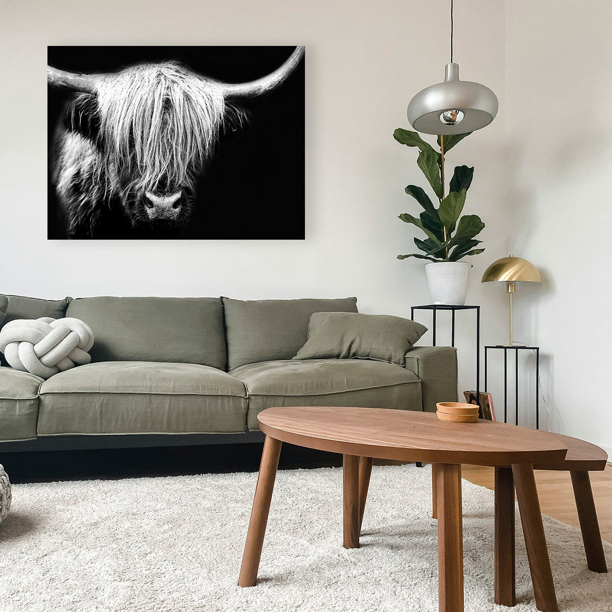 Stunning Grayscale Highland Cow Wall Art for Your Home Decor