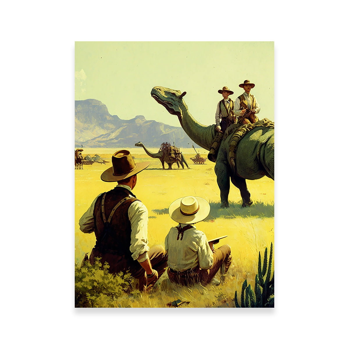 Dino Rodeo - Stunning Explorers of the Wild West Wall Art for Your Home Decor