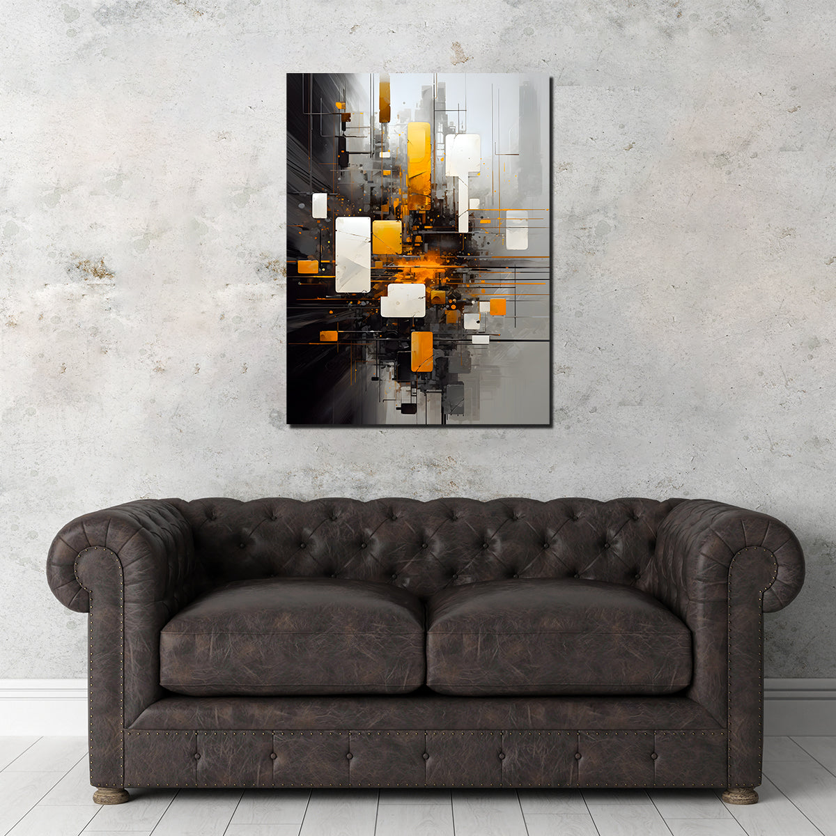 Abstract Black and Gold Shapes Wall Art for Stunning Home Decor - 14-Inch