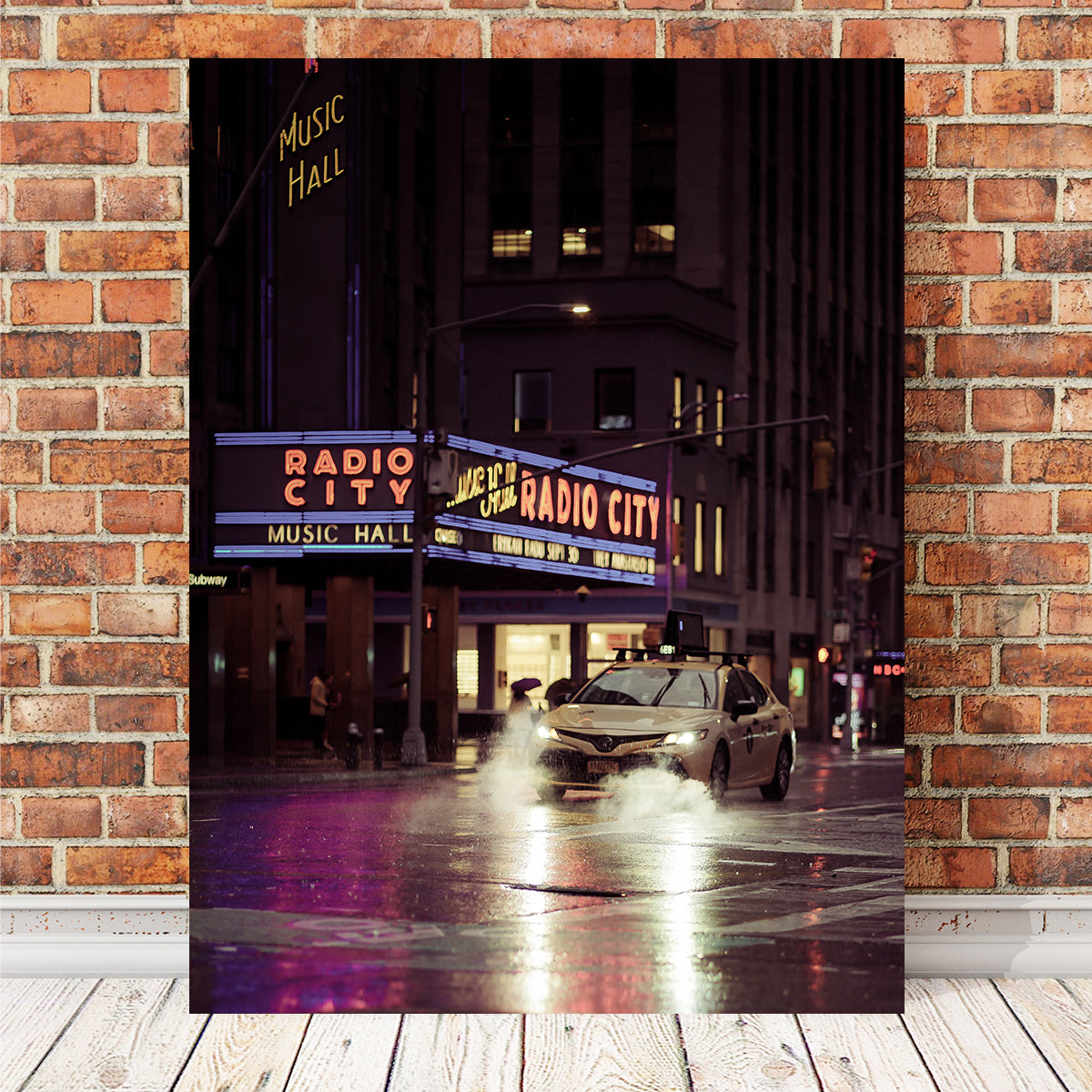 Stunning Radio City Rainy Yellow Cab Wall Art for Home Decor
