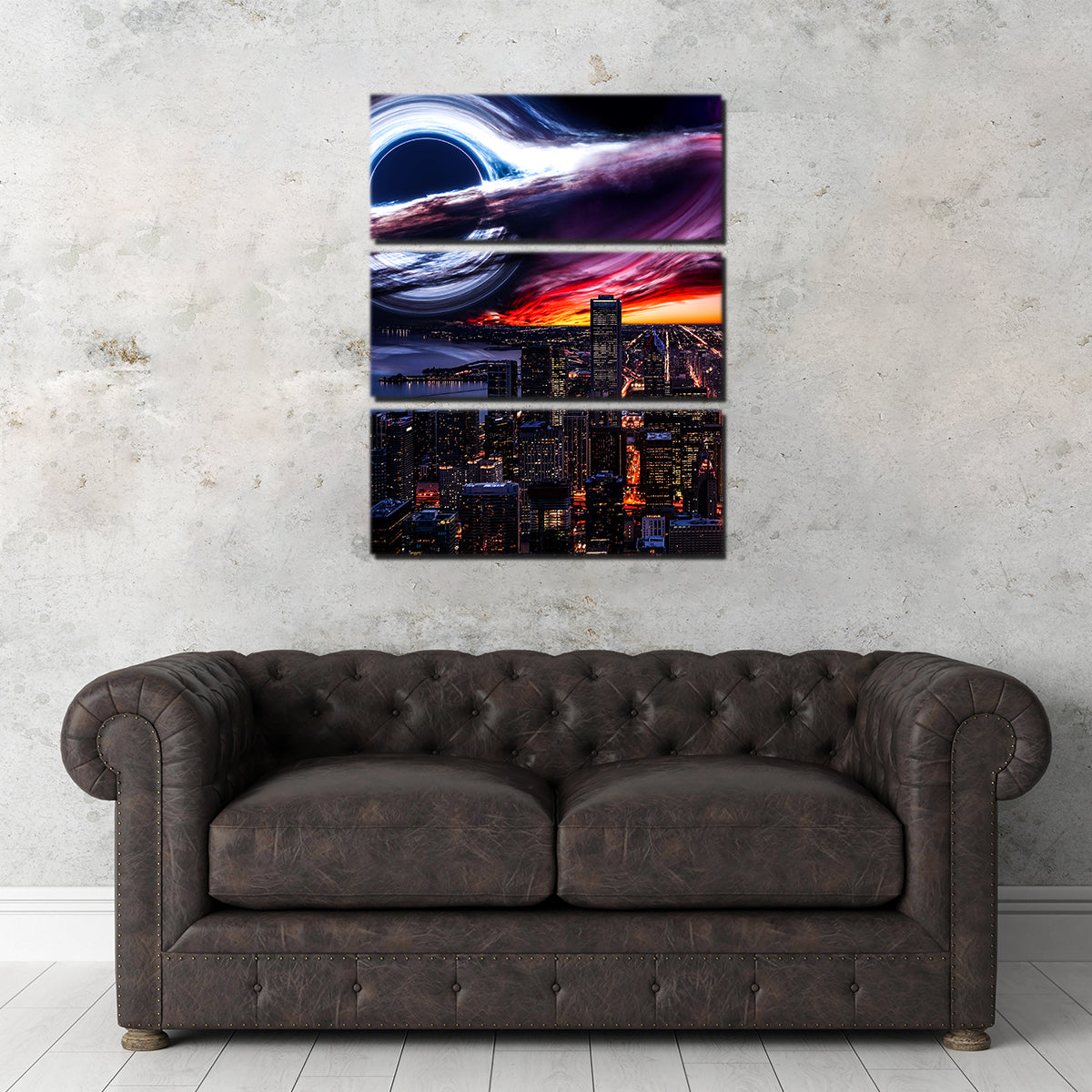 Exquisite Black Hole City Wall Art by George Sorin
