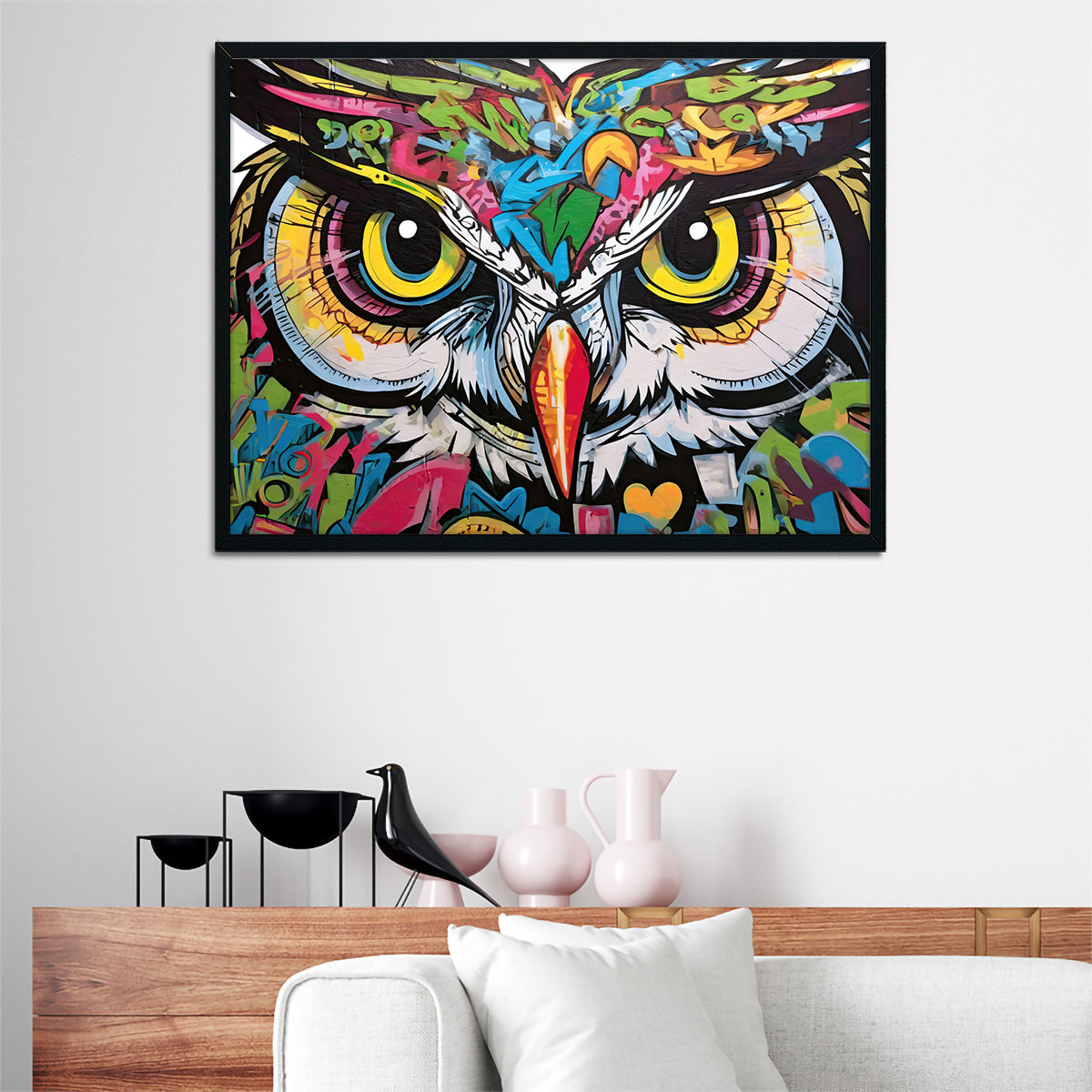 Stunning Owl Graffiti Wall Art by Stephen Chambers