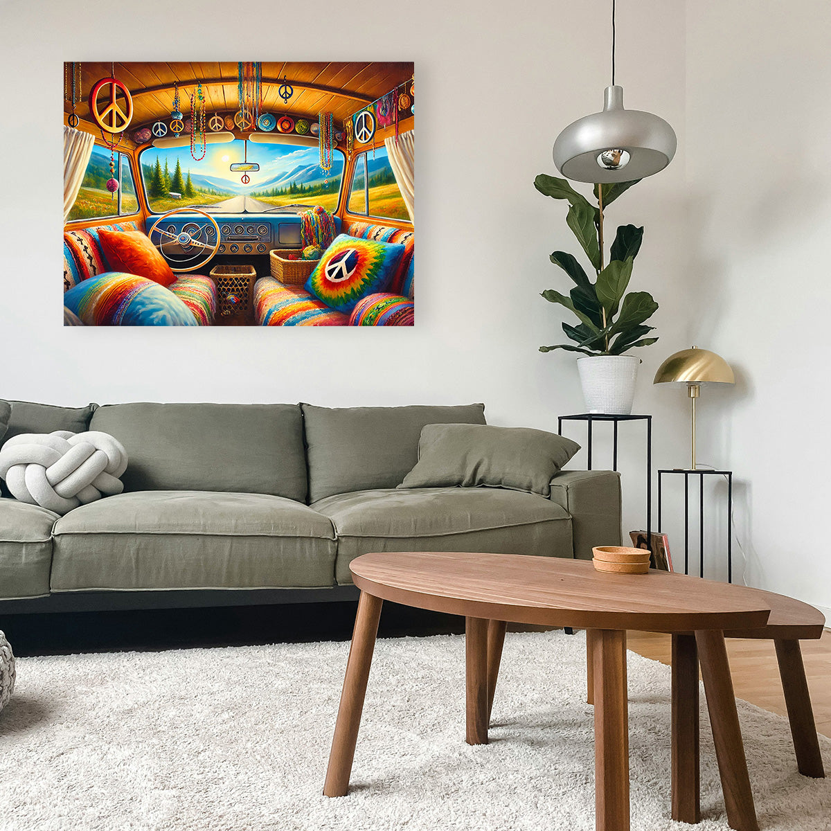 Vibrant Hippie Van Interior Wall Art for Stunning Decor
