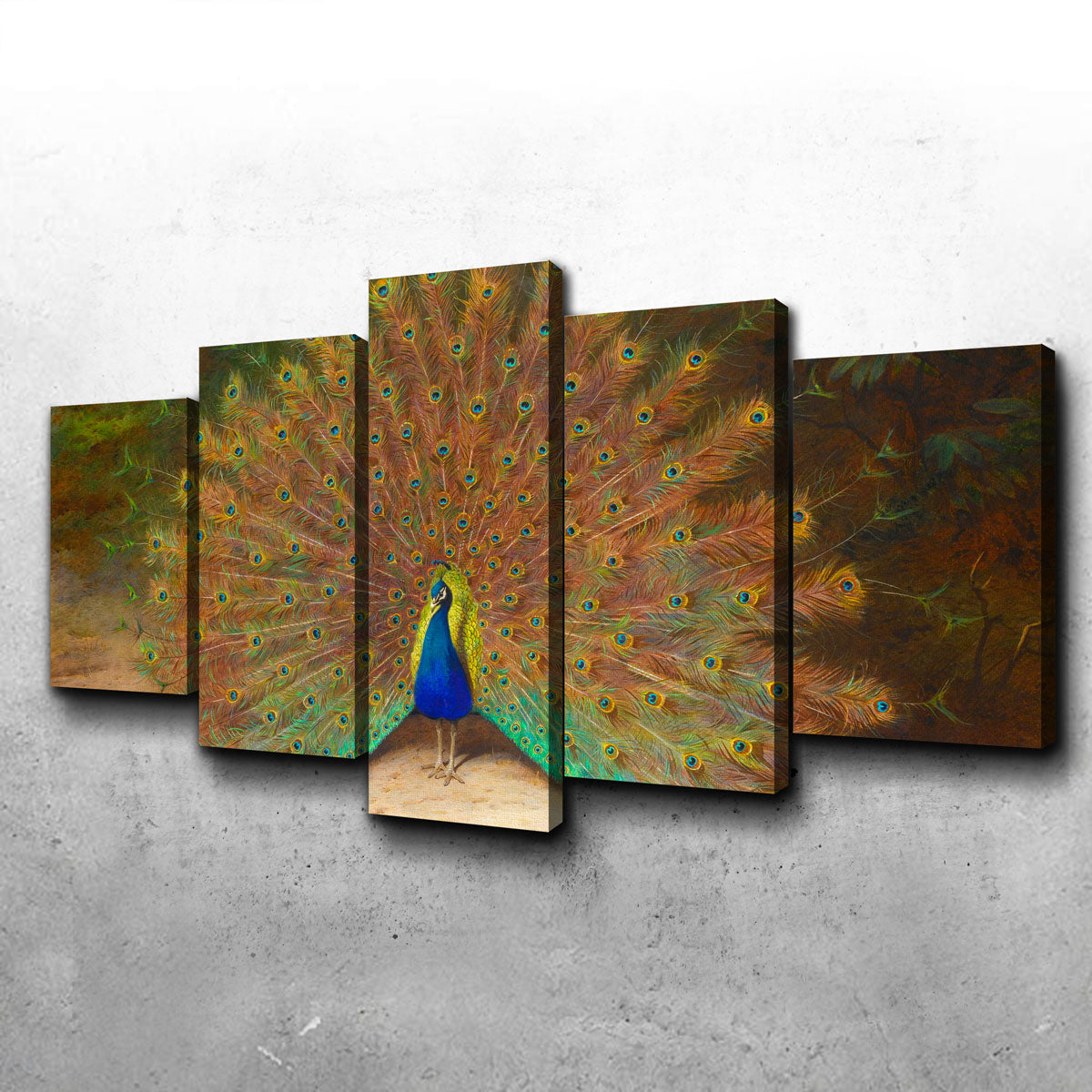 Exquisite Peacock and Peacock Butterfly Wall Art by Archibald Thorburn