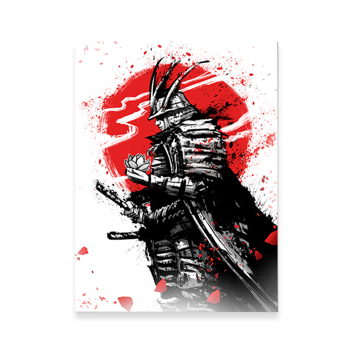 Stunning Samurai in Armor and Helmet Wall Art for Home Decor