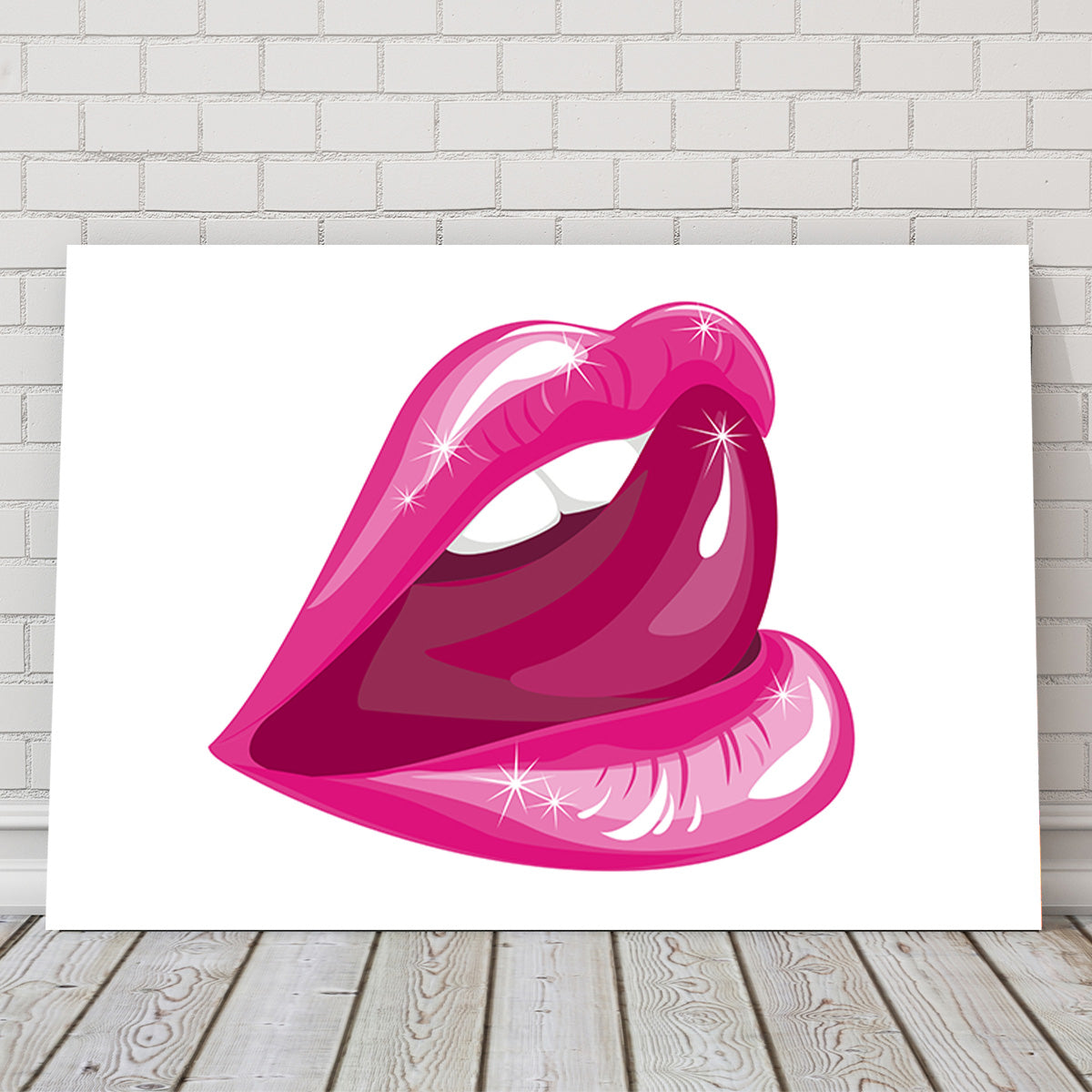 Lick Lips: Premium Hand - Built Kiln - Dried Pine Wood Framed Canvas Prints