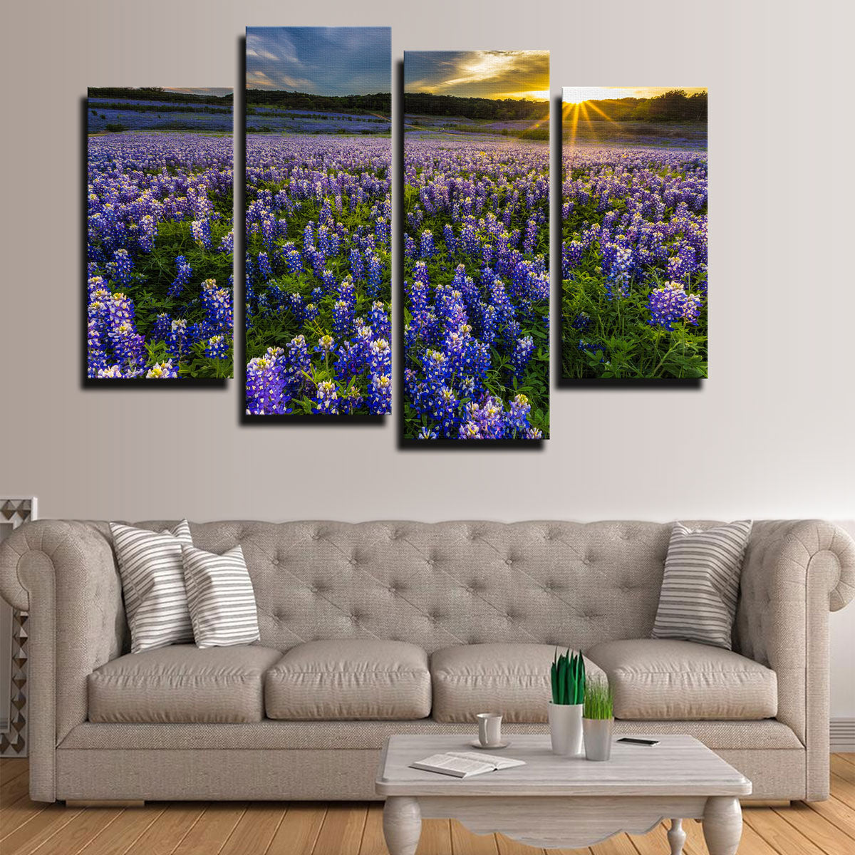 Gorgeous Texas Bluebonnet Field at Muleshoe Bend Wall Art for Home Decor