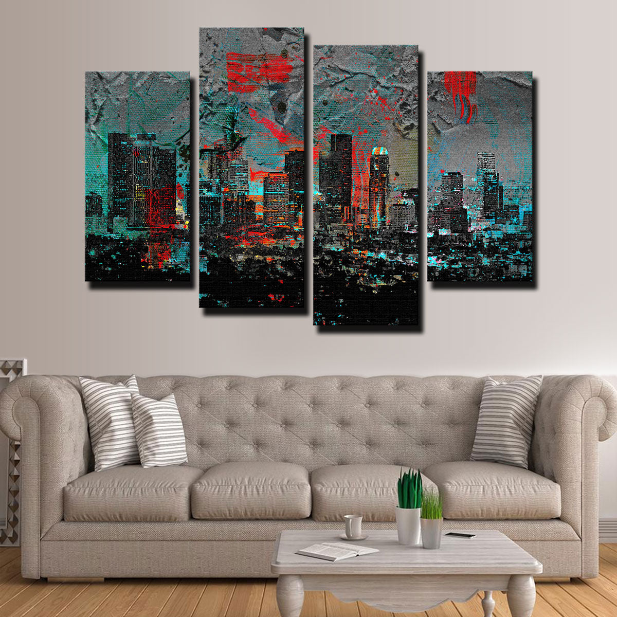 Stunning Abstract Los Angeles Skyline Wall Art for Home Decor