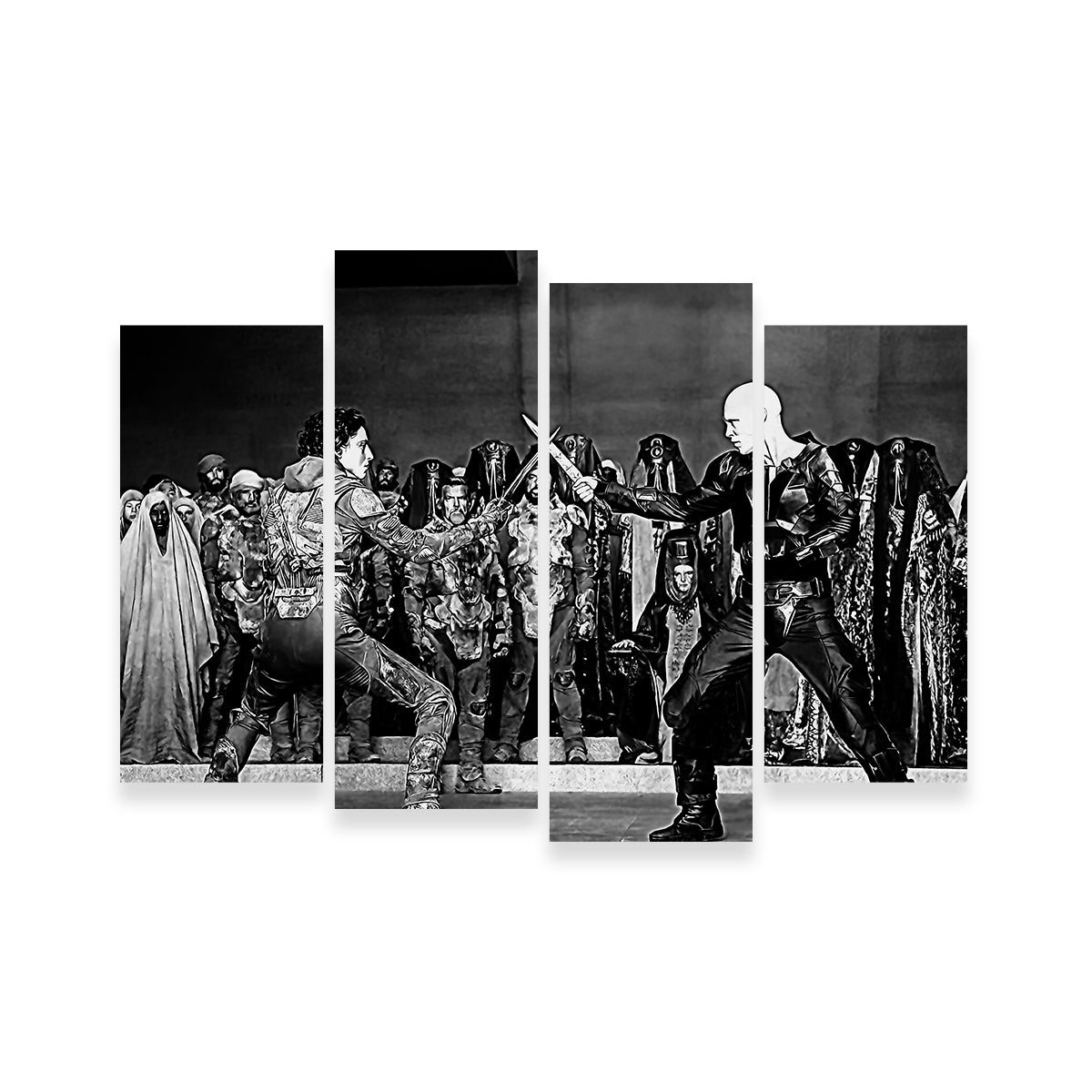 Stunning Paul Vs. Feyd Rautha Grayscale Wall Art for Your Home Decor