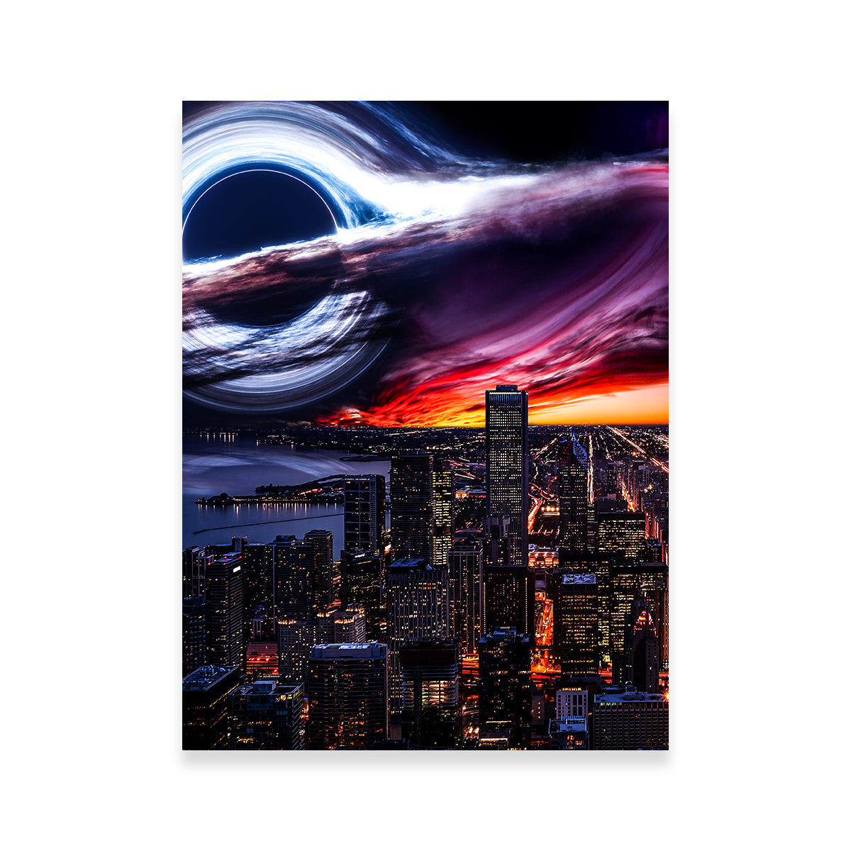 Exquisite Black Hole City Wall Art by George Sorin