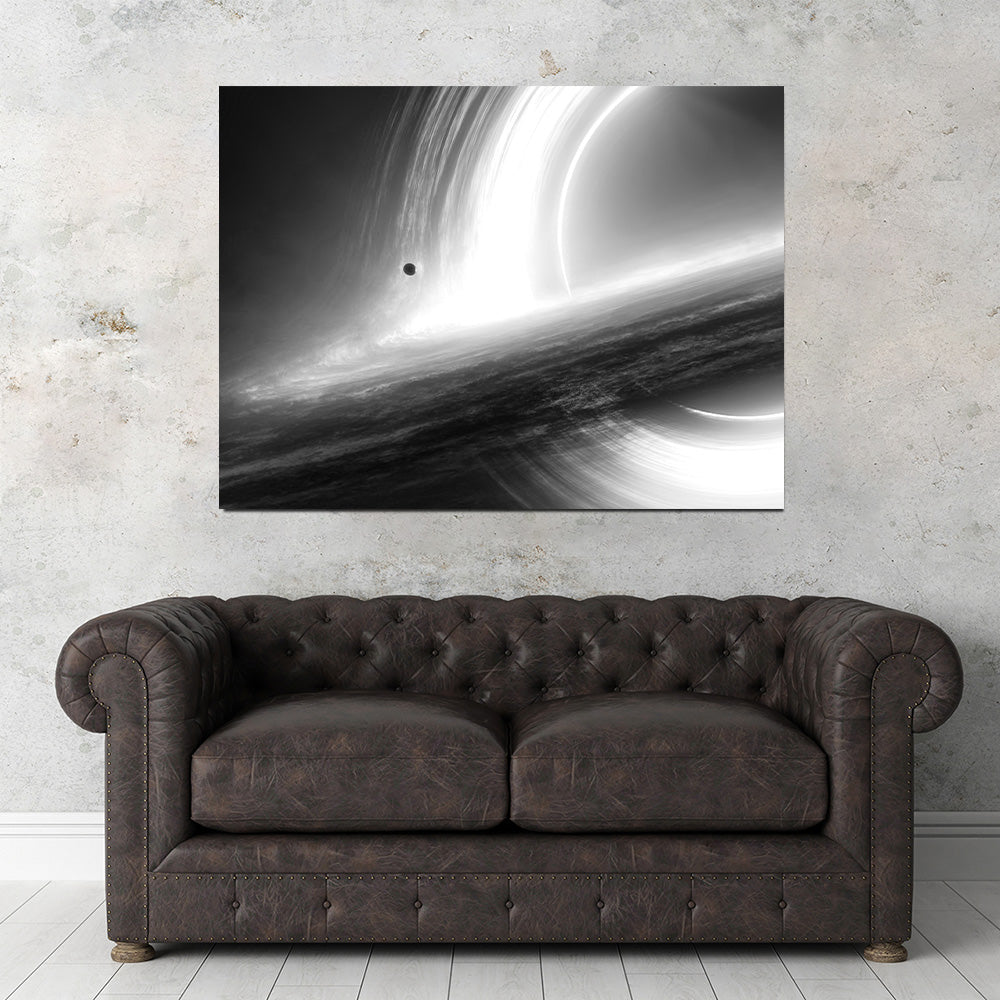 Stunning Interstellar Gargantua Grayscale Wall Art for Space Enthusiasts