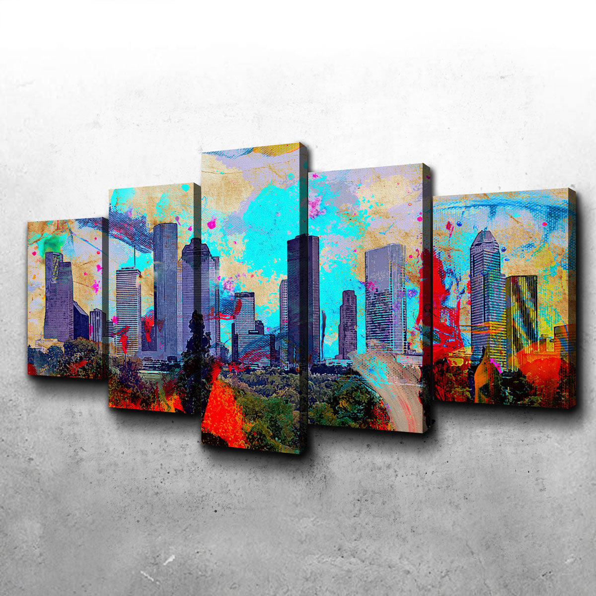 Stunning Abstract Houston Skyline Wall Art for Striking Home Decor