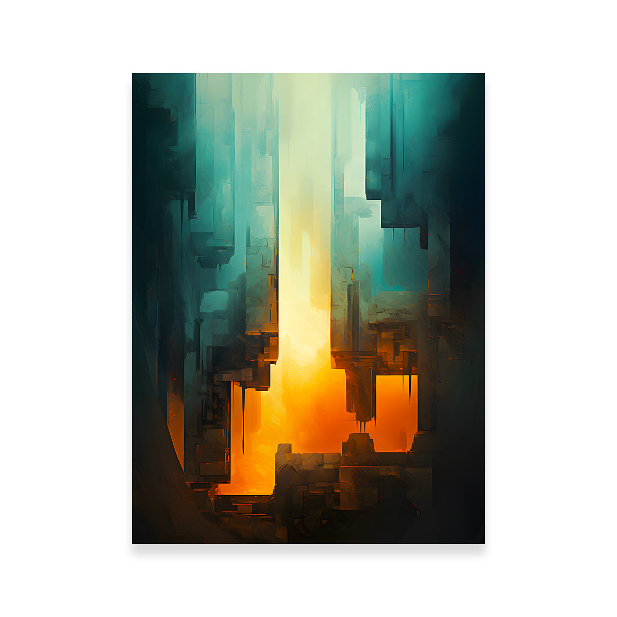 Eye - Catching Abstract Blue Orange Shapes 13 Wall Art for Stunning Decor