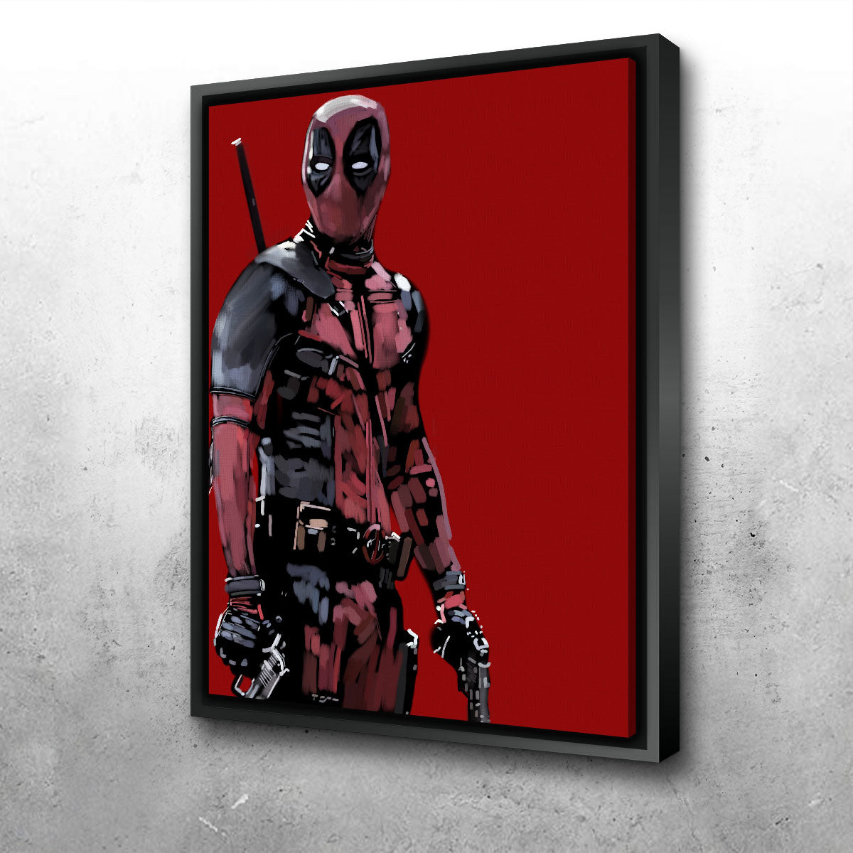 Stunning Deadpool Wall Art on Red Canvas by Andy Brackpool