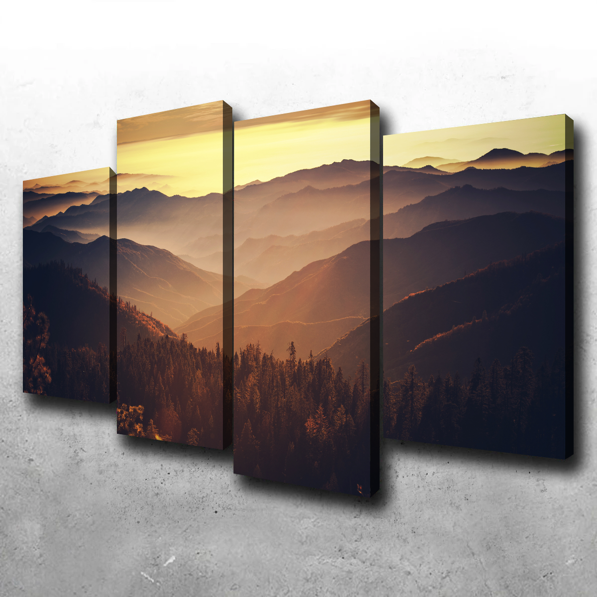 Breathtaking Scenic Sunset Wall Art of Sierra Nevada Mountains