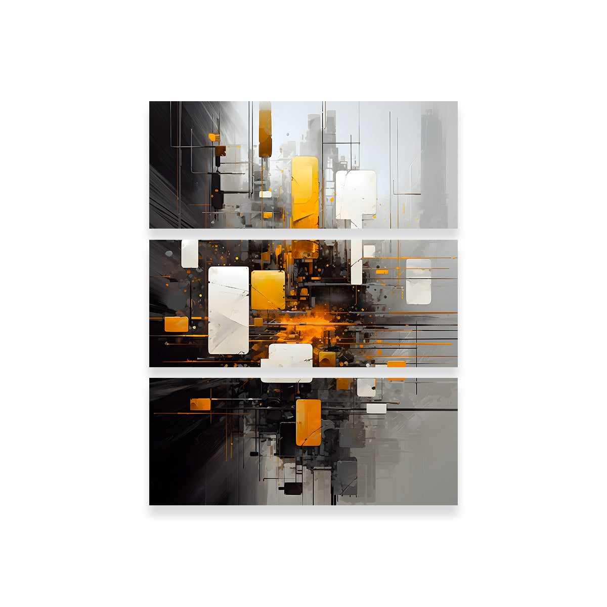 Abstract Black and Gold Shapes Wall Art for Stunning Home Decor - 14-Inch