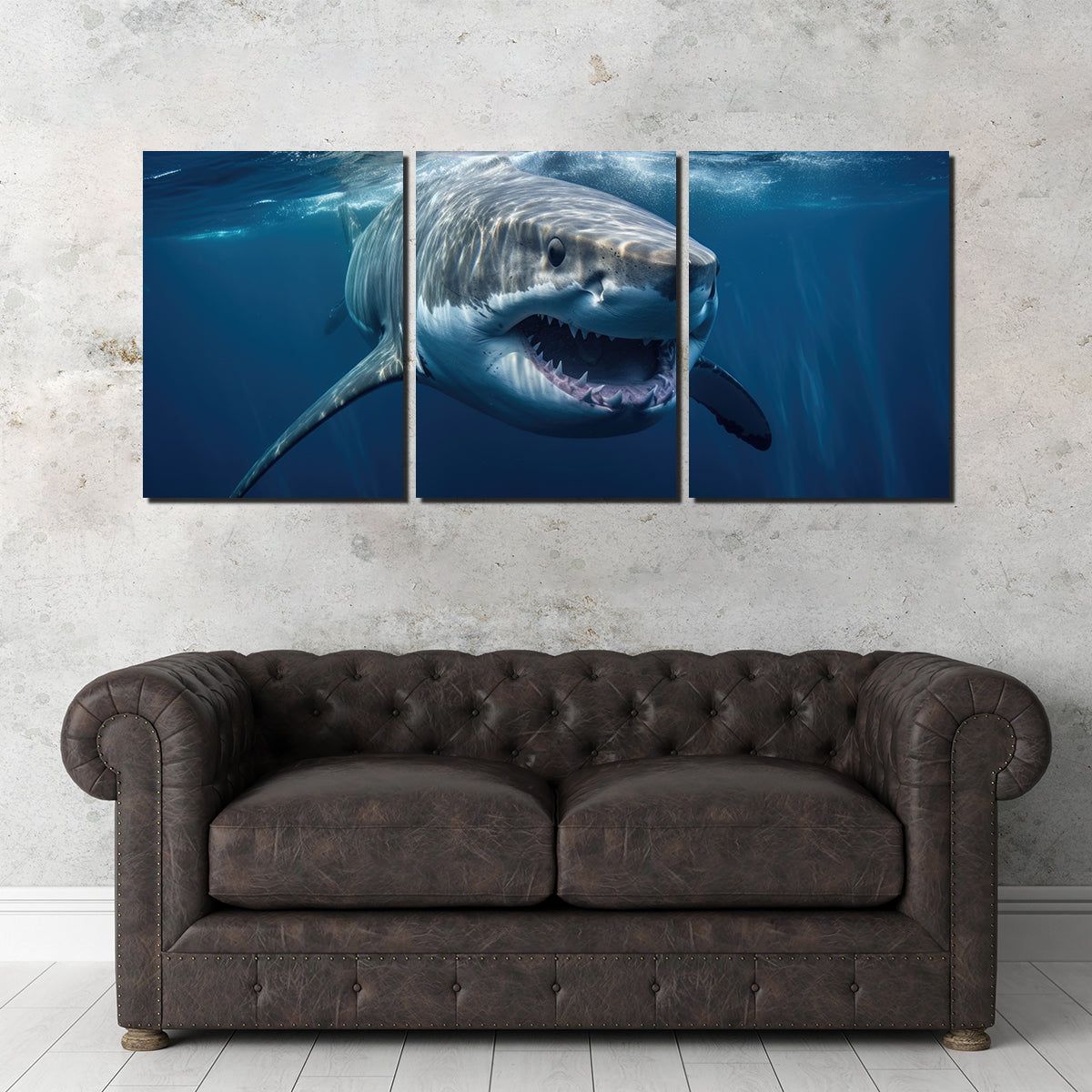 Stunning Great White Close - up Wall Art for Striking Home Decor