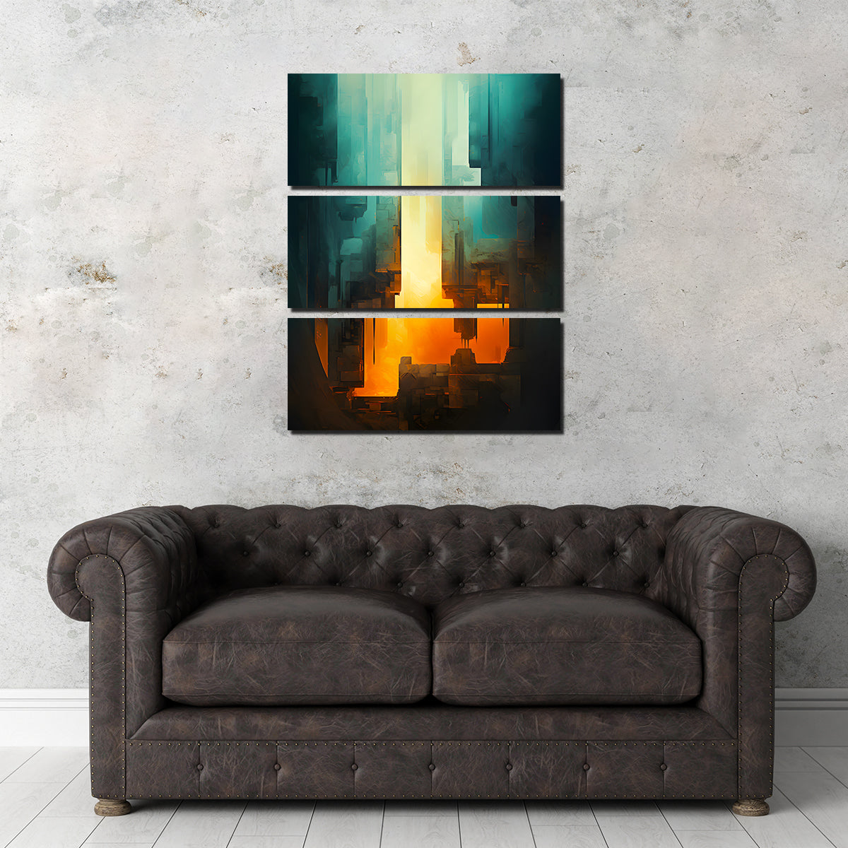 Eye - Catching Abstract Blue Orange Shapes 13 Wall Art for Stunning Decor