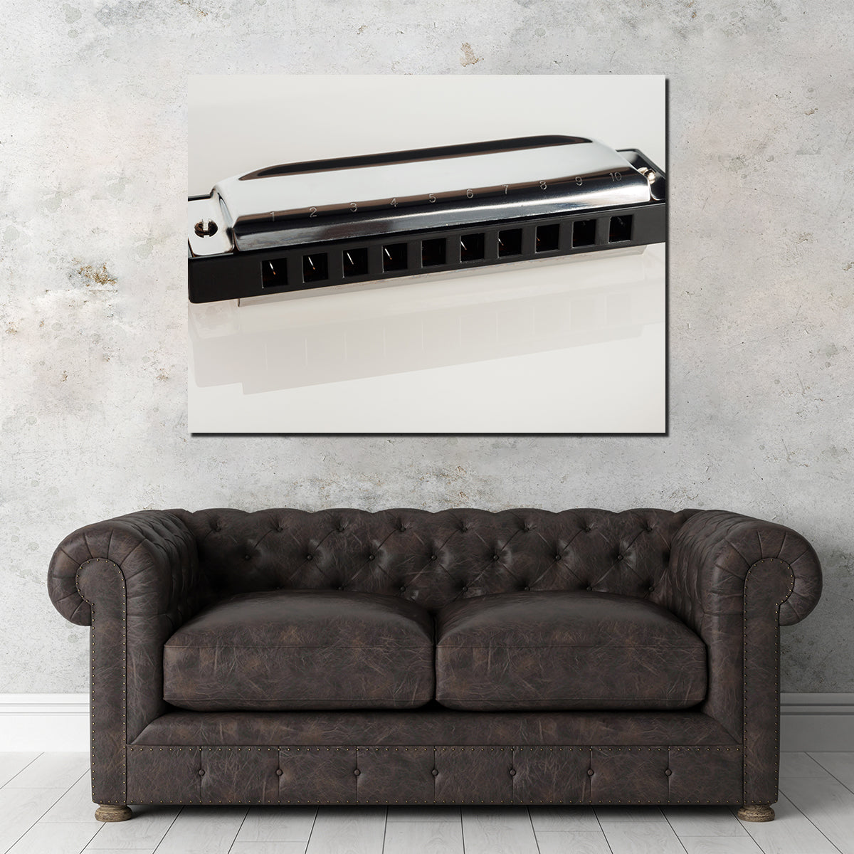 Harmonica Wall Art - Stunning Sustainable Pine Wood Frame Canvas
