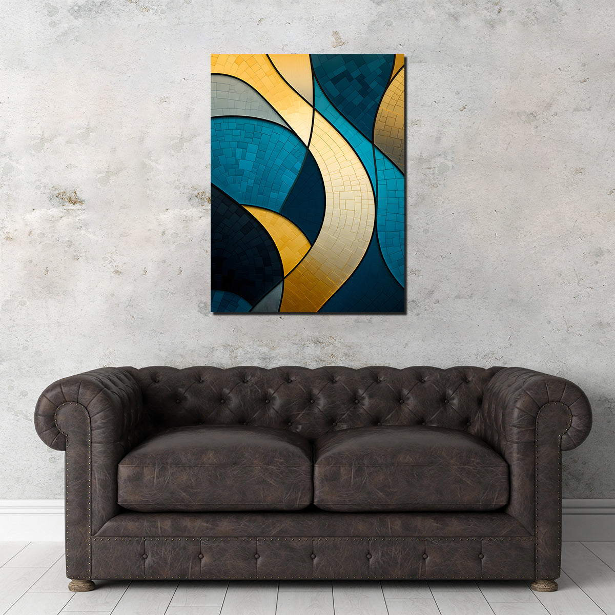 Stunning Abstract Blue Gold Waves 36 Wall Art for Modern Decor