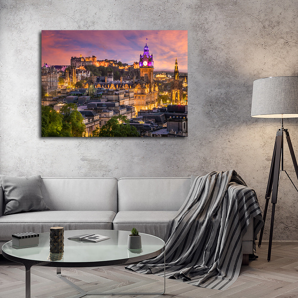 Stunning Edinburgh Sunset Wall Art by Melanie Viola