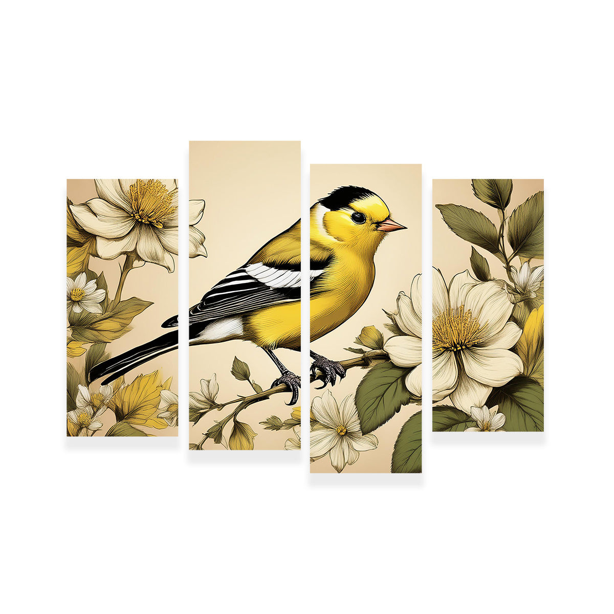 Stunning JJ Audubon's Style American Goldfinch Wall Art for Your Home Decor