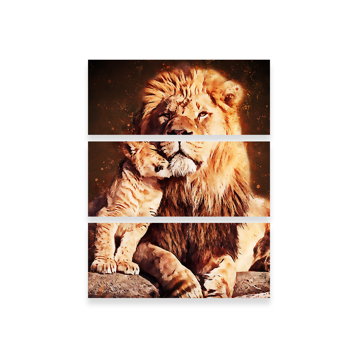Exquisite Lion & Cub Wall Art - Handmade Canvas Print