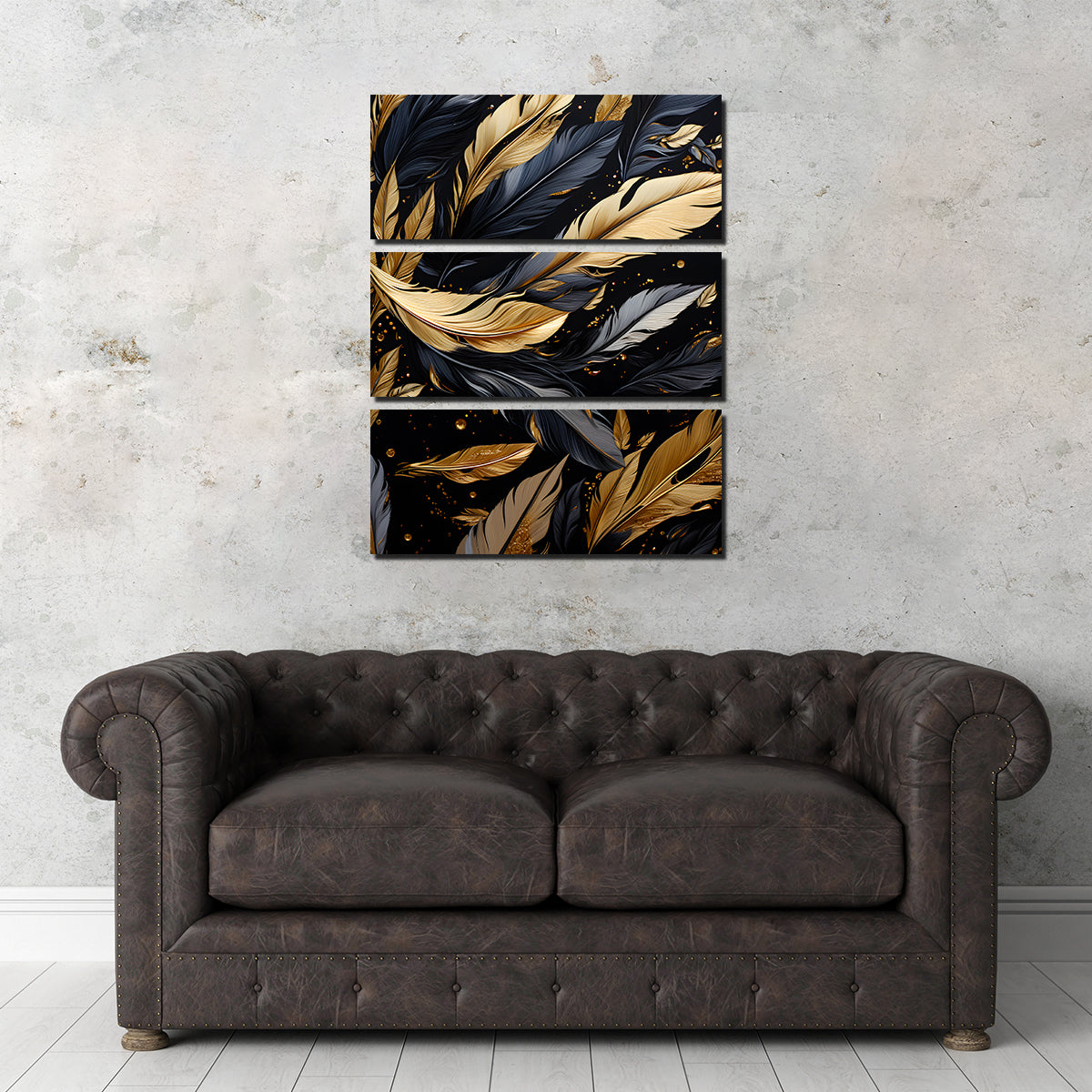 Stunning Abstract - Black Gold Feather 1 Wall Art for Modern Interiors