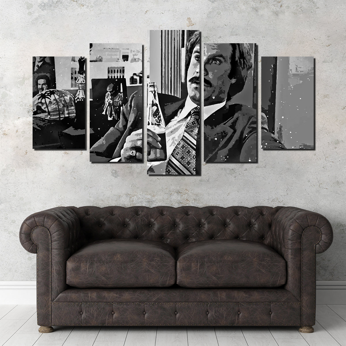 Ron Burgundy Stylish Grayscale Wall Art for Stunning Decor