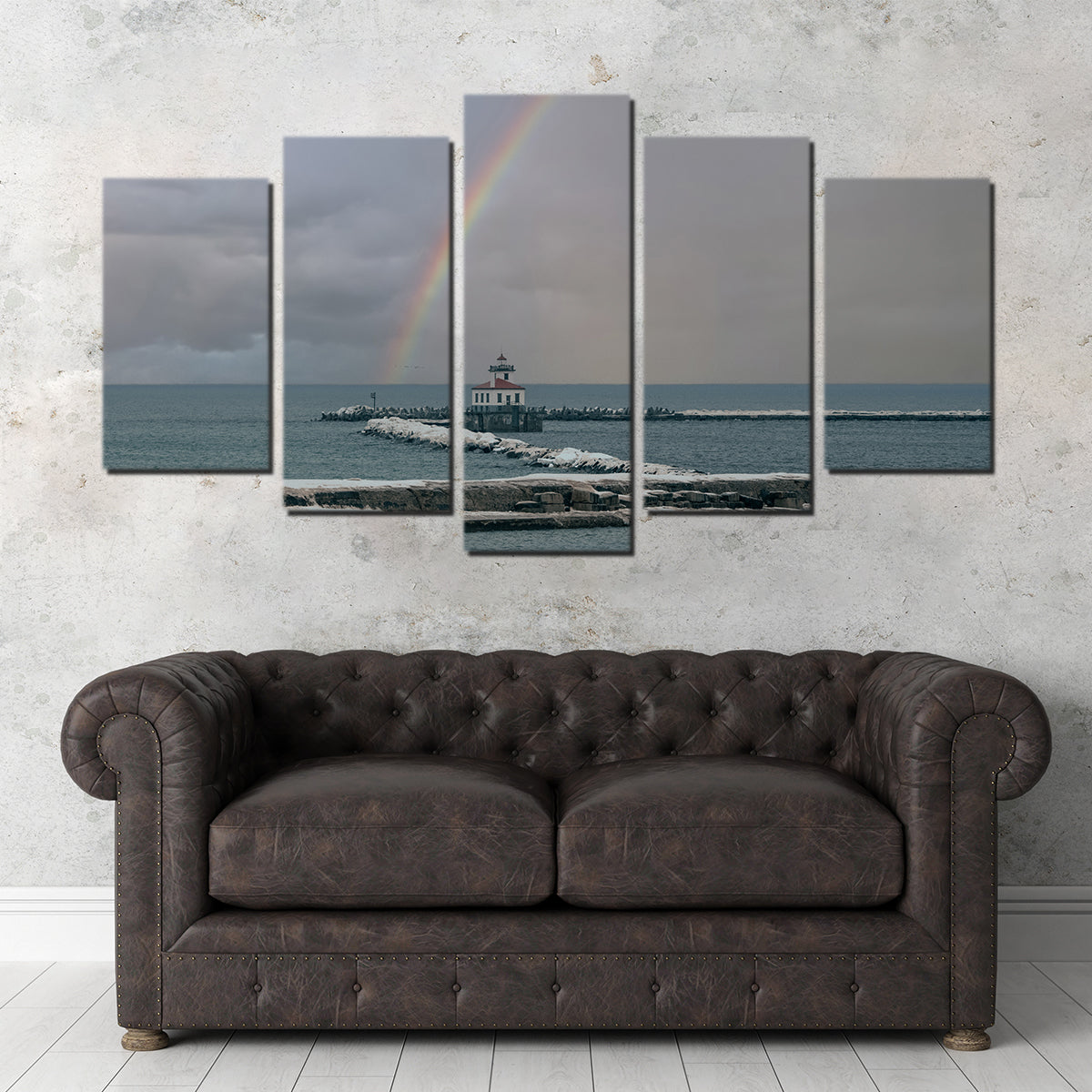 Stunning Lighthouse and Rainbow Wall Art by Dennis Maida
