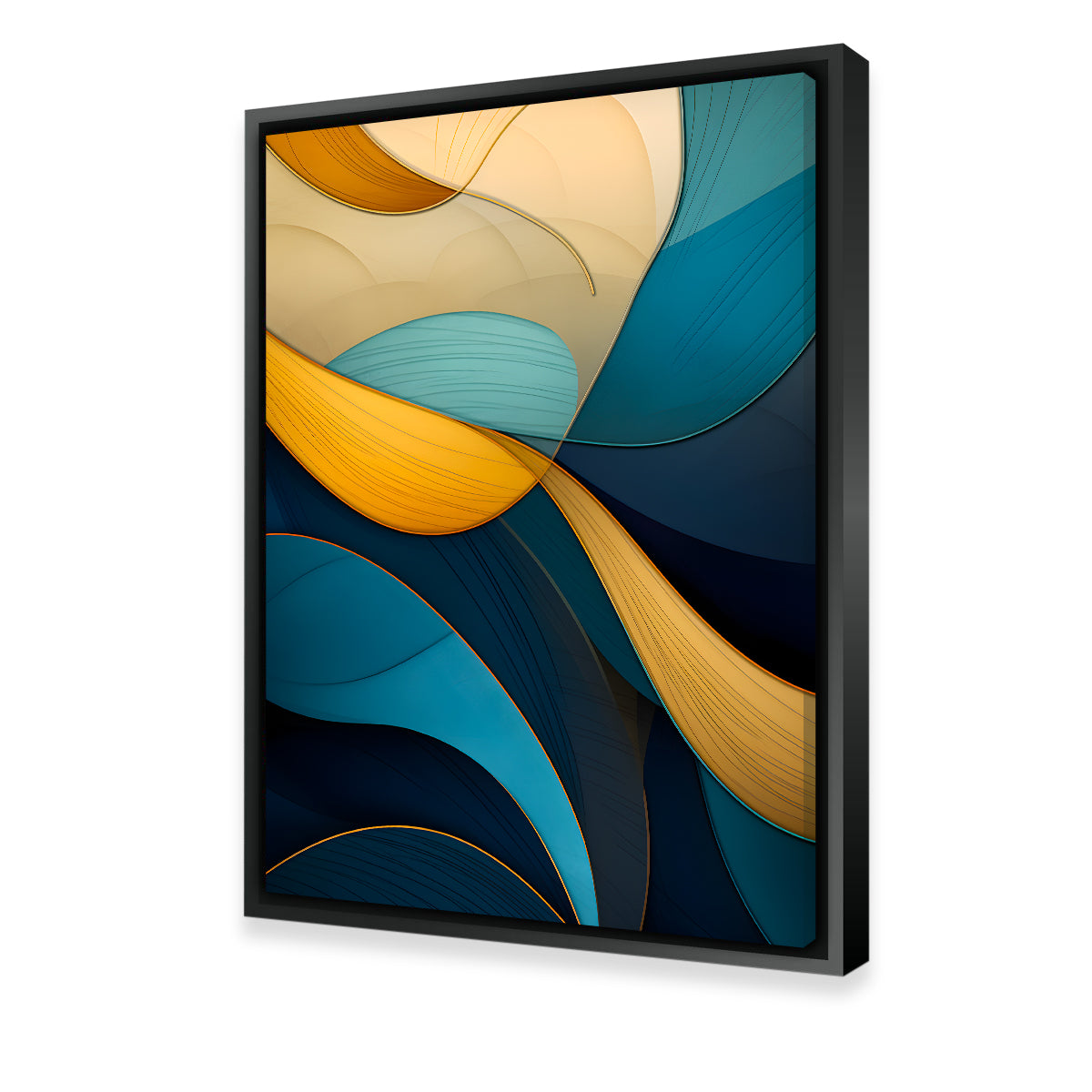 Stunning Abstract - Blue Gold Waves 37 Wall Art for Modern Interiors