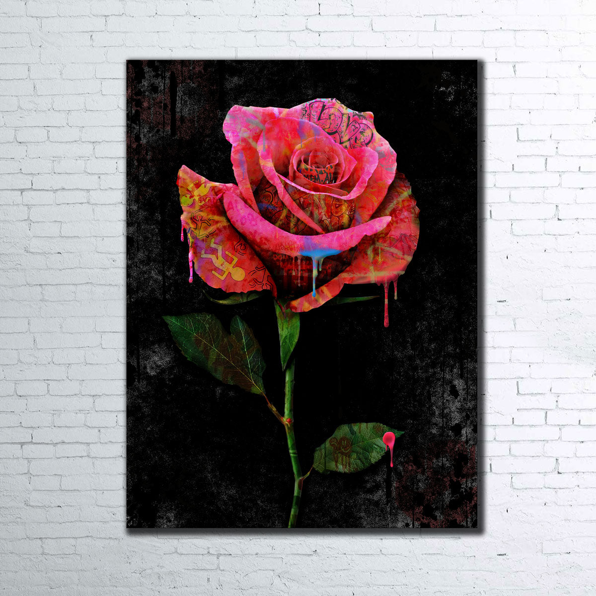 Stunning Paint Drip Rose Wall Art by Frank Amoruso